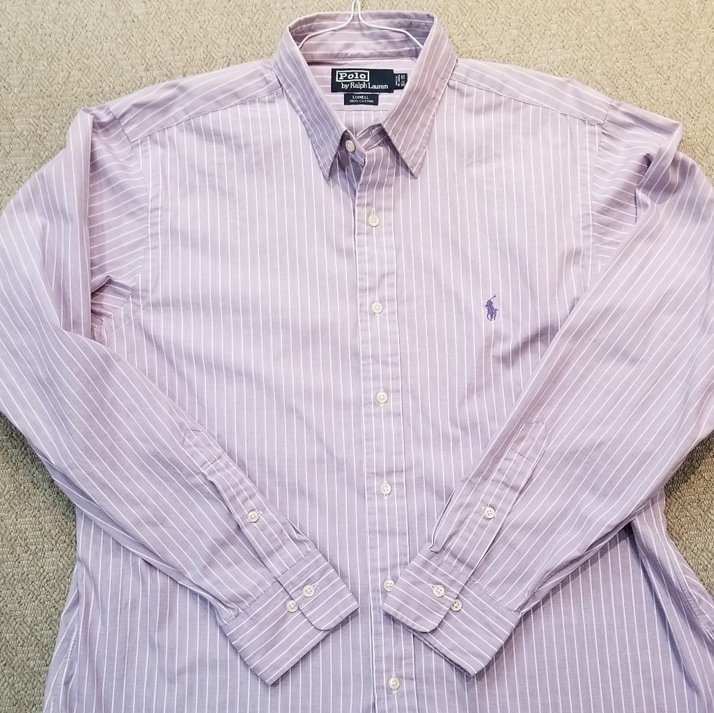 Polo Ralph Lauren Purple Strip Dress Shirt 16.5-35